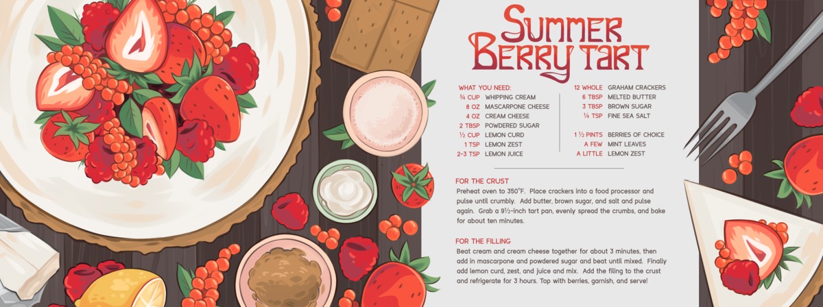 Summer Berry Tart by Olivia Foss Berry tart illustration final