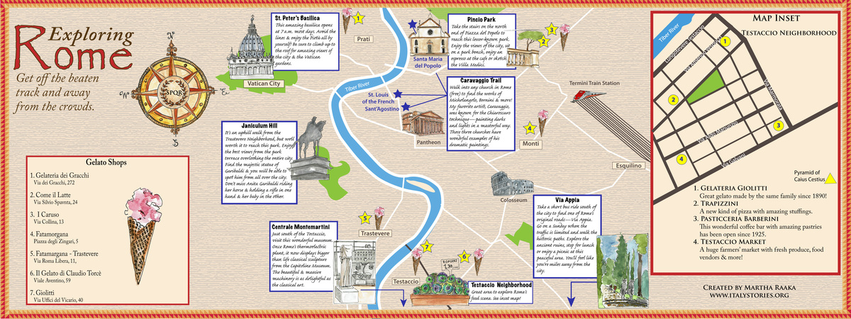 Exploring Rome, Italy by Martha Phalen Raaka Romemap