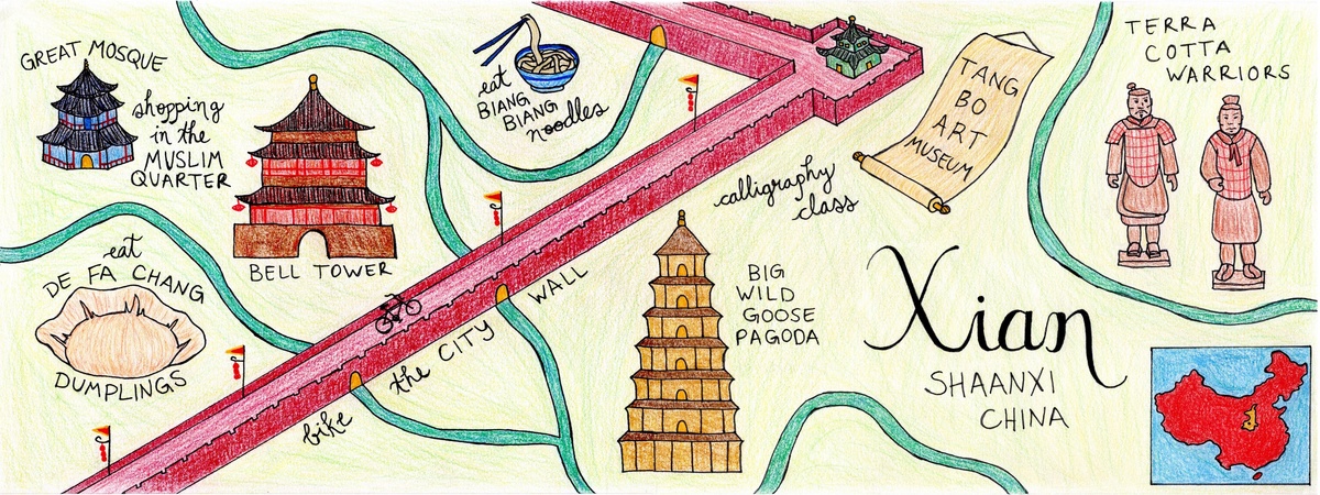 Xi'an, China by Becca Cartellone Xian map