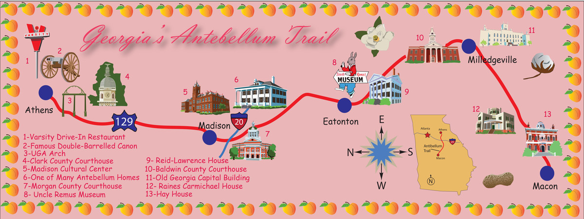 The Georgia Antebellum Trail by Robert Frankis The antibellum trail map