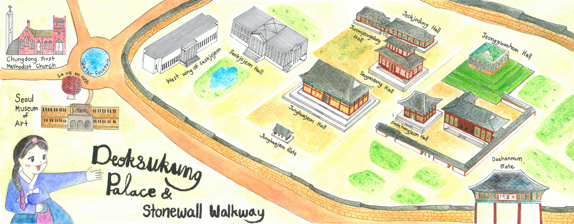 Deoksukung Palace & Stonewall Walkway in Seoul, South Korea by Pimchanok Pha
