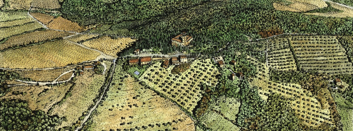 Aerial View of Trebbio Castle in Tuscany, Italy by Giovanni Cera
