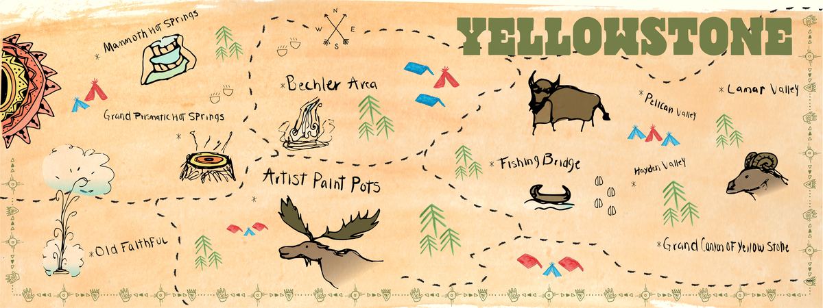 Yellowstone National Park, Wyoming by Dallas Arnold Yellowstone map 02