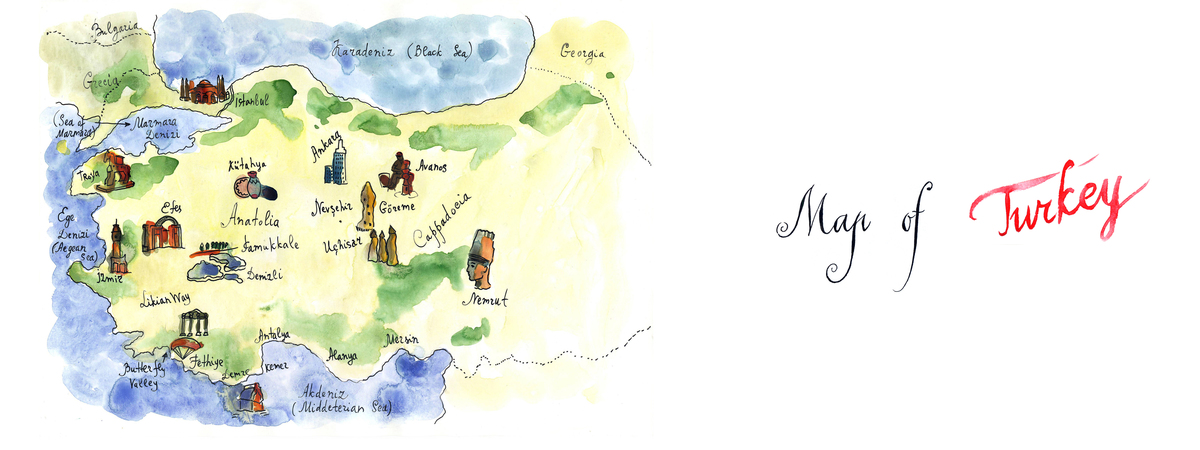 Watercolor Map of Turkey by miminoshka