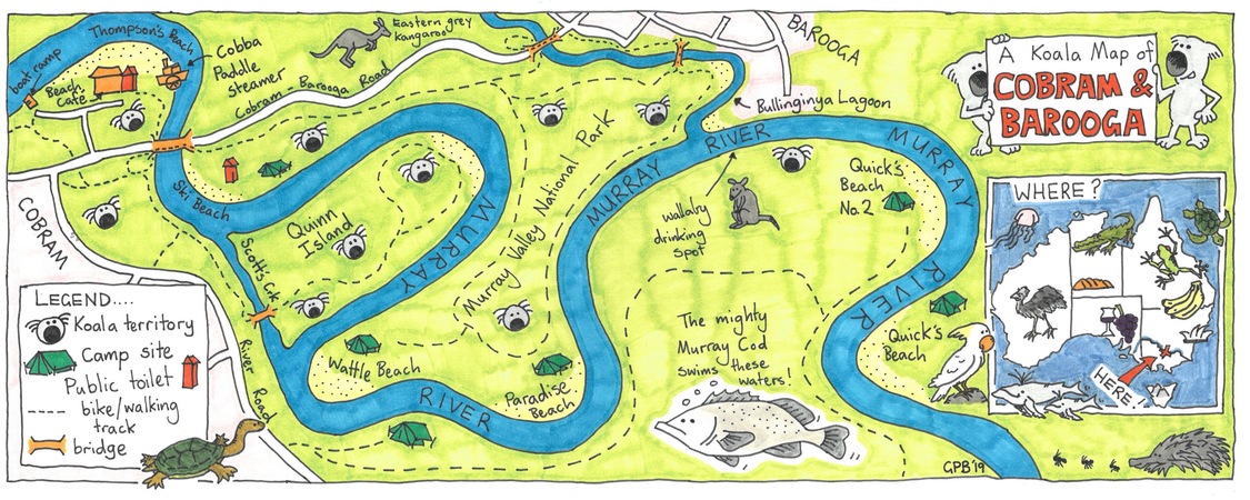 A Koala Map of Cobram & Barooga in NSW, Australia by G.P.Brown