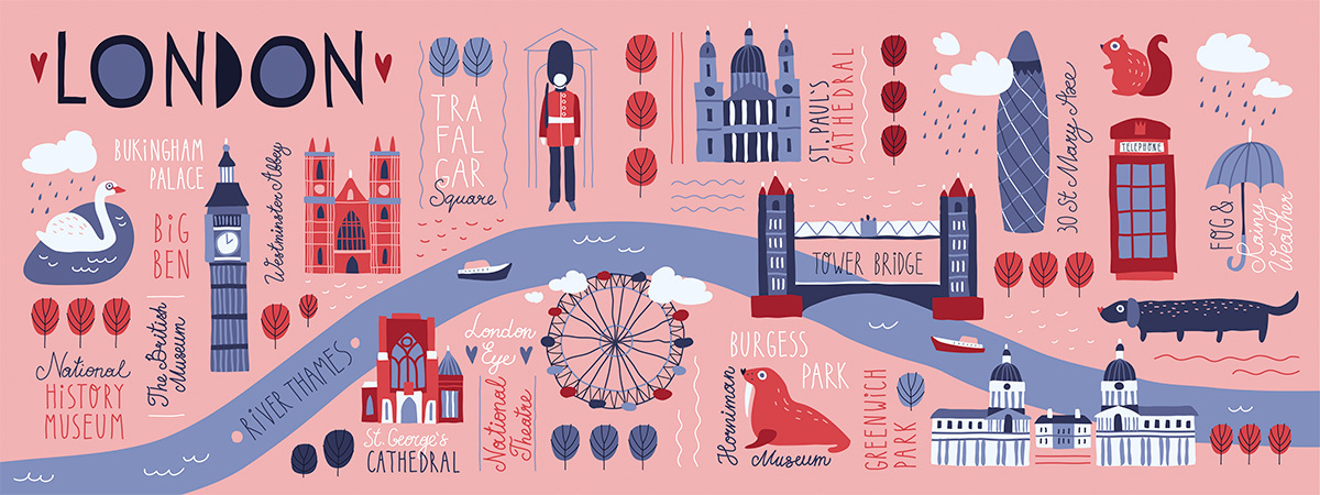 Funny map of London, UK by Nelli