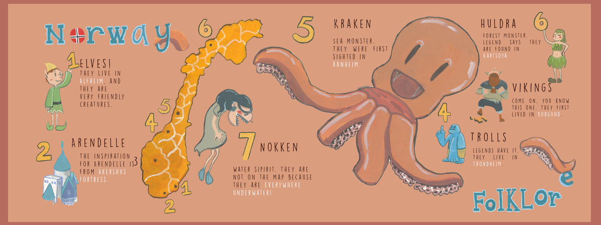 Map of Norway and Folklores by Ani