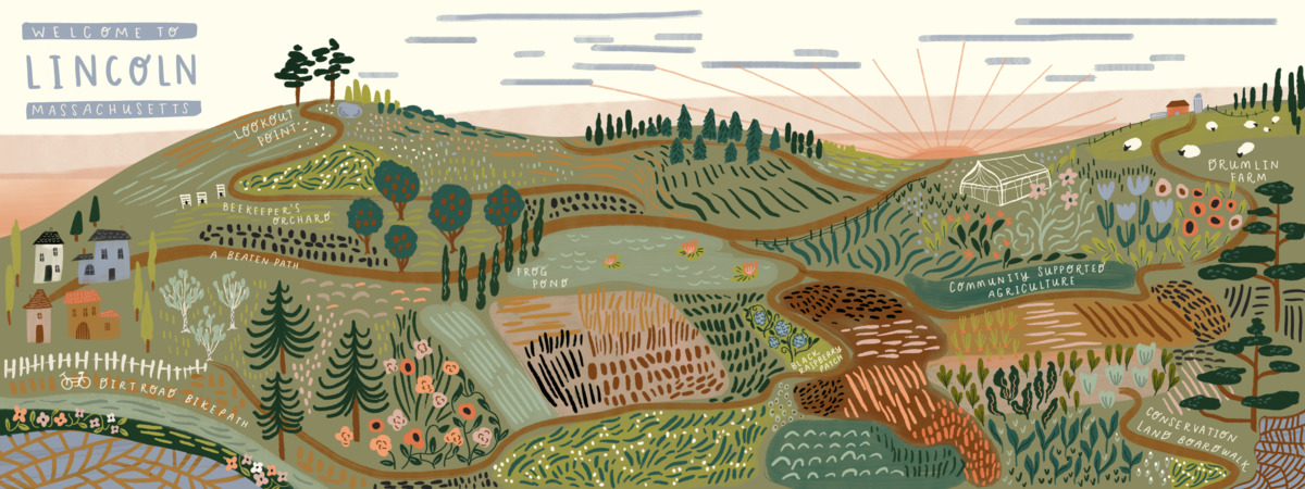 Backyard Trails Walking Map around Lincoln, Massachusetts by Sally Murphy Design