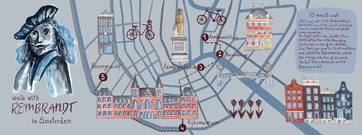 Walk with Rembrandt in Amsterdam, The Netherlands by Cloudy King
