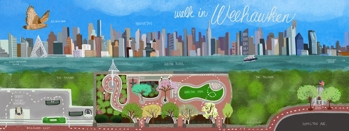 Walk in Weehawken, New Jersey by Katia Bulbenko