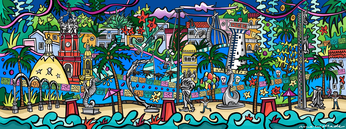 Malecon, Puerto Vallarta, Mexico by Annie Lilyblade
