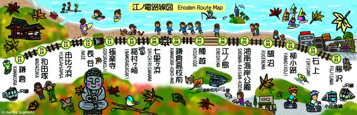 Enoden Route Map: Autumn Version Seaside by Marina Sugimoto