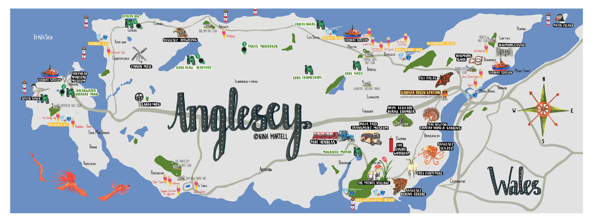 Anglesey, UK by NINA MARTELL (MARTELL MAKES MAPS)