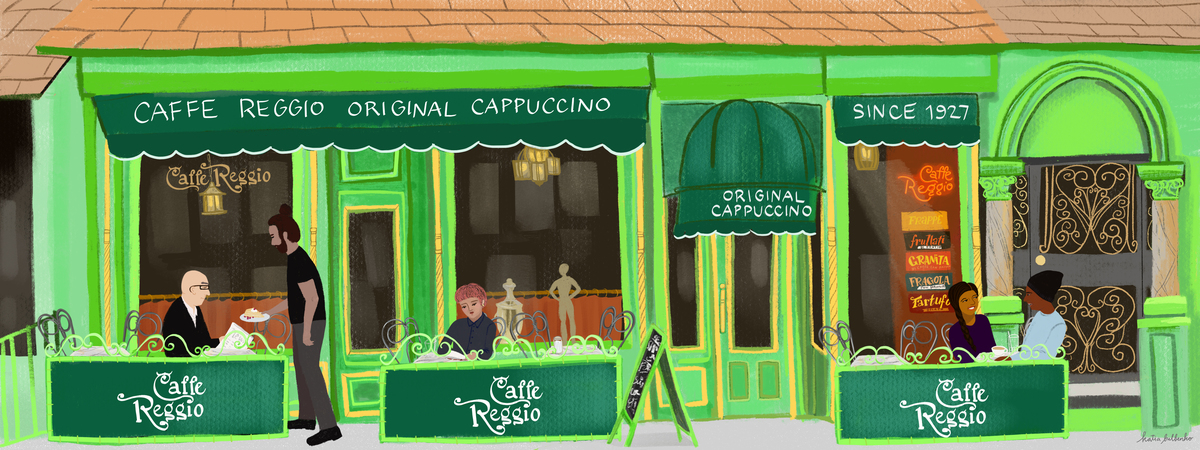 Caffe Reggio, New York City by Katia Bulbenko