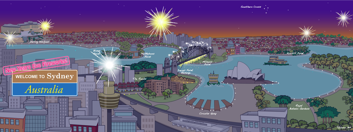 Sydney Harbour New Years Fireworks by Rachel Lea Owen