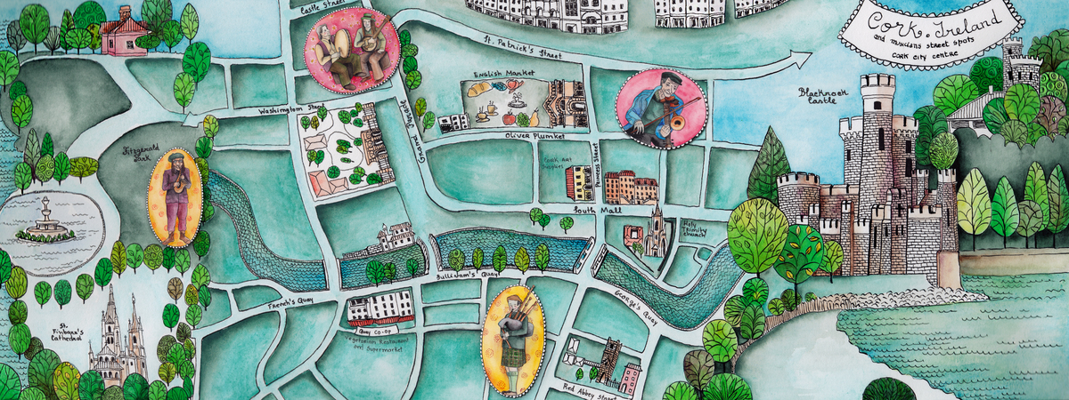 Cork City Center and it's Street Musicians by Isabel Valfigueira