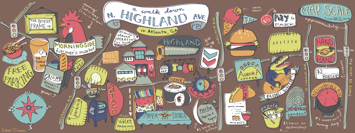 A Walk Down N. Highland Avenue in Atlanta, Georgia by Bekah O'Connor
