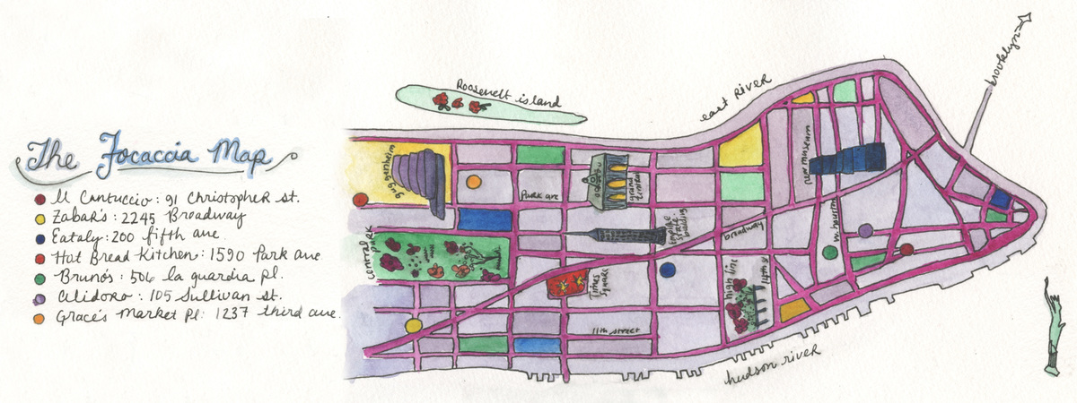 Focaccia Map of New York City by christie keshet