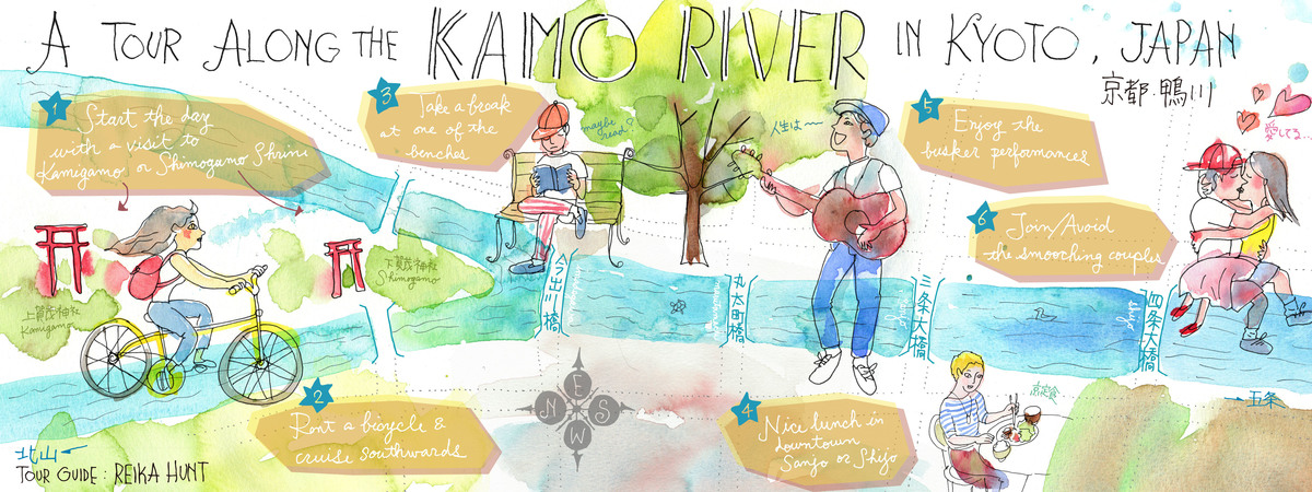 A Tour Along the Kamo River in Kyoto, Japan by Reika Hunt