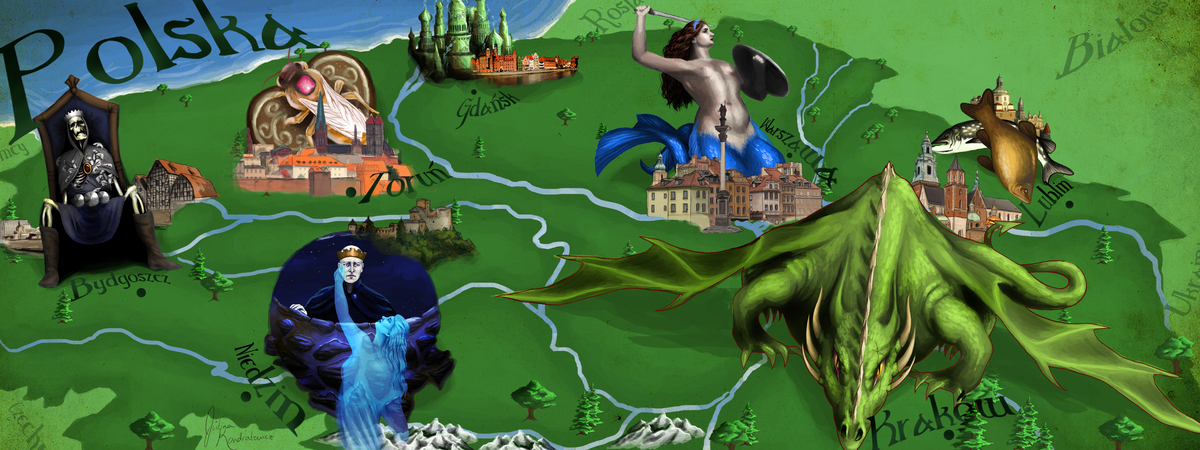 Map of Polish Folklore by Justina Kondratowicz Map of polish folklore signed.jpg