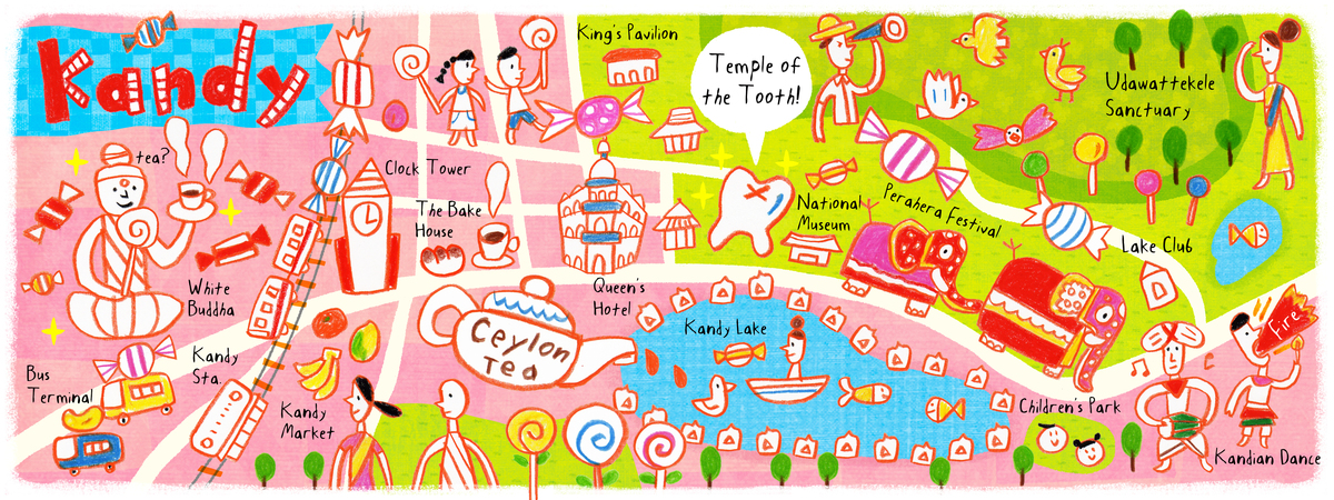 Kandy, Sri Lanka by AW Illustrations