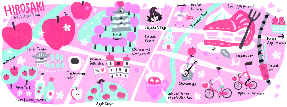 Hirosaki City, Aomori, Japan by AW Illustrations