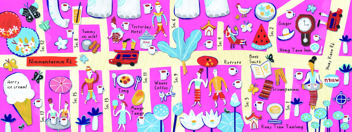 Nimmanhaemin Road, Chiang Mai, Thailand by AW Illustrations