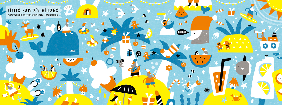 Little Santa's Tropical Village by AW Illustrations