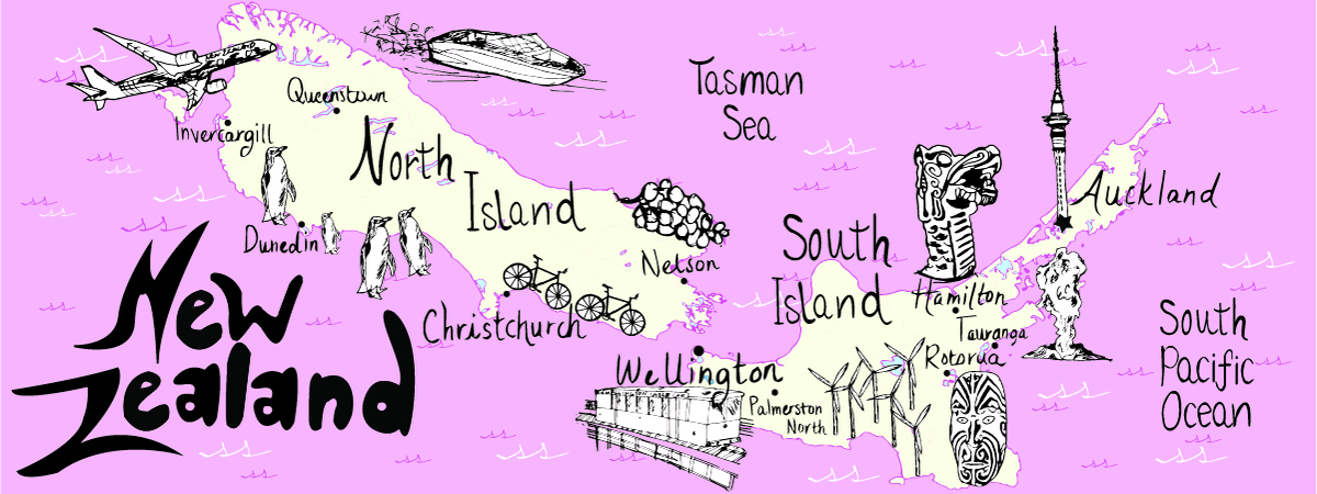 New Zealand by Hannah Ziglinski New zealand map