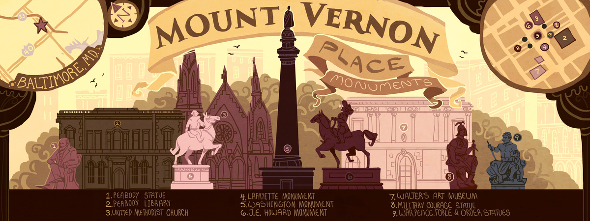 Mount Vernon Place Monuments in Baltimore, Maryland by Virginia Gagnon Vgagnonmountvernon