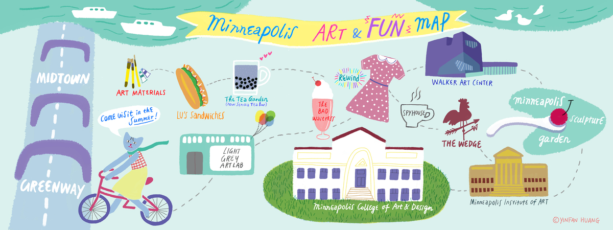 Minneapolis, Minnesota Art and Fun Map by Yinfan Huang